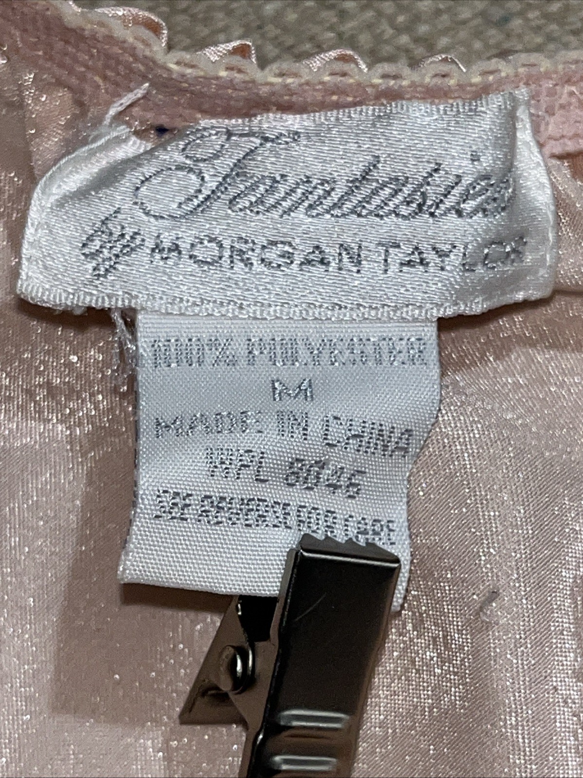 Vintage Morgan Taylor 90s Pink Shiny Satin Embroidered Sissy Shiny Panties M