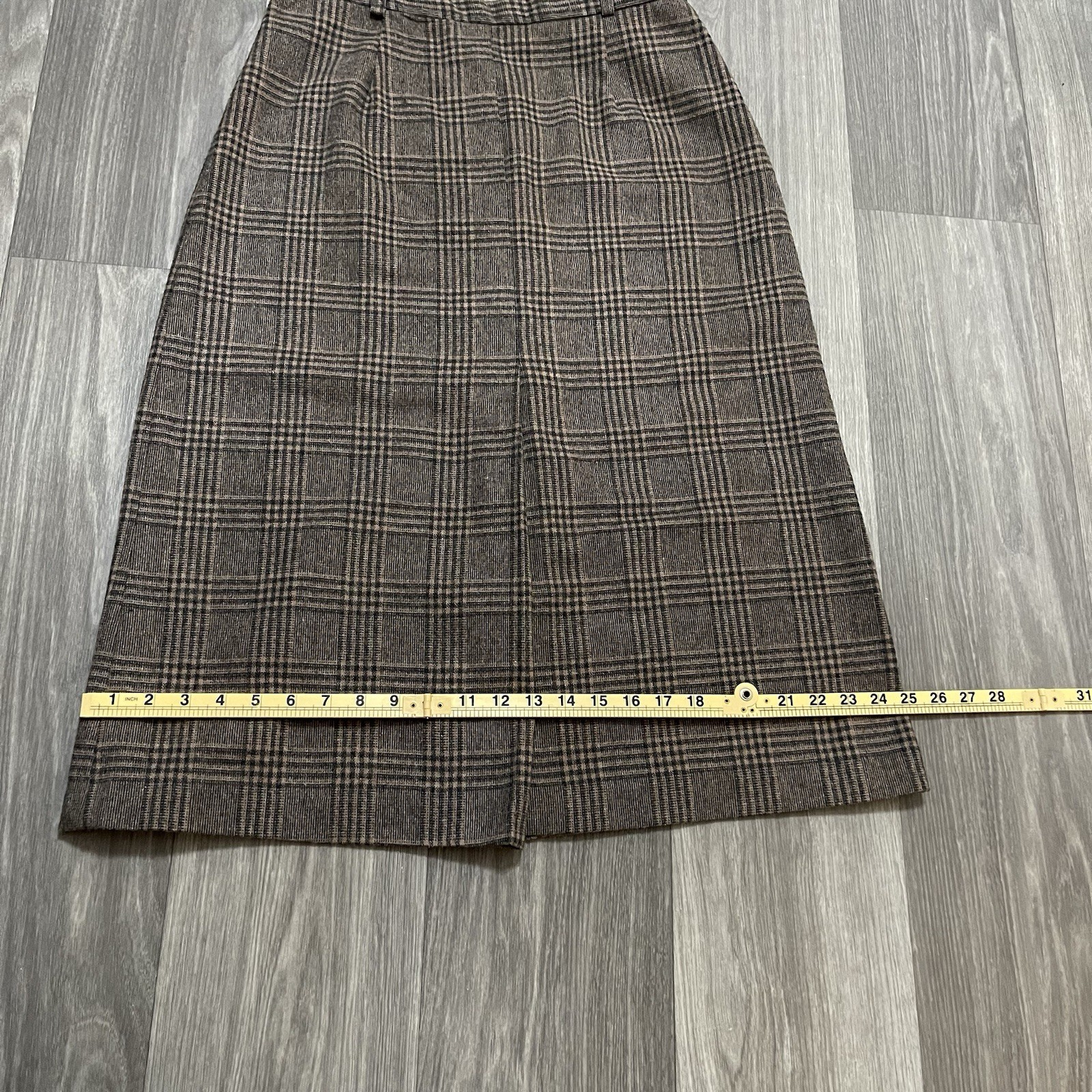 Vintage Century of Boston Wool Blend Plaid A-Line Lined Skirt Brown Size 16
