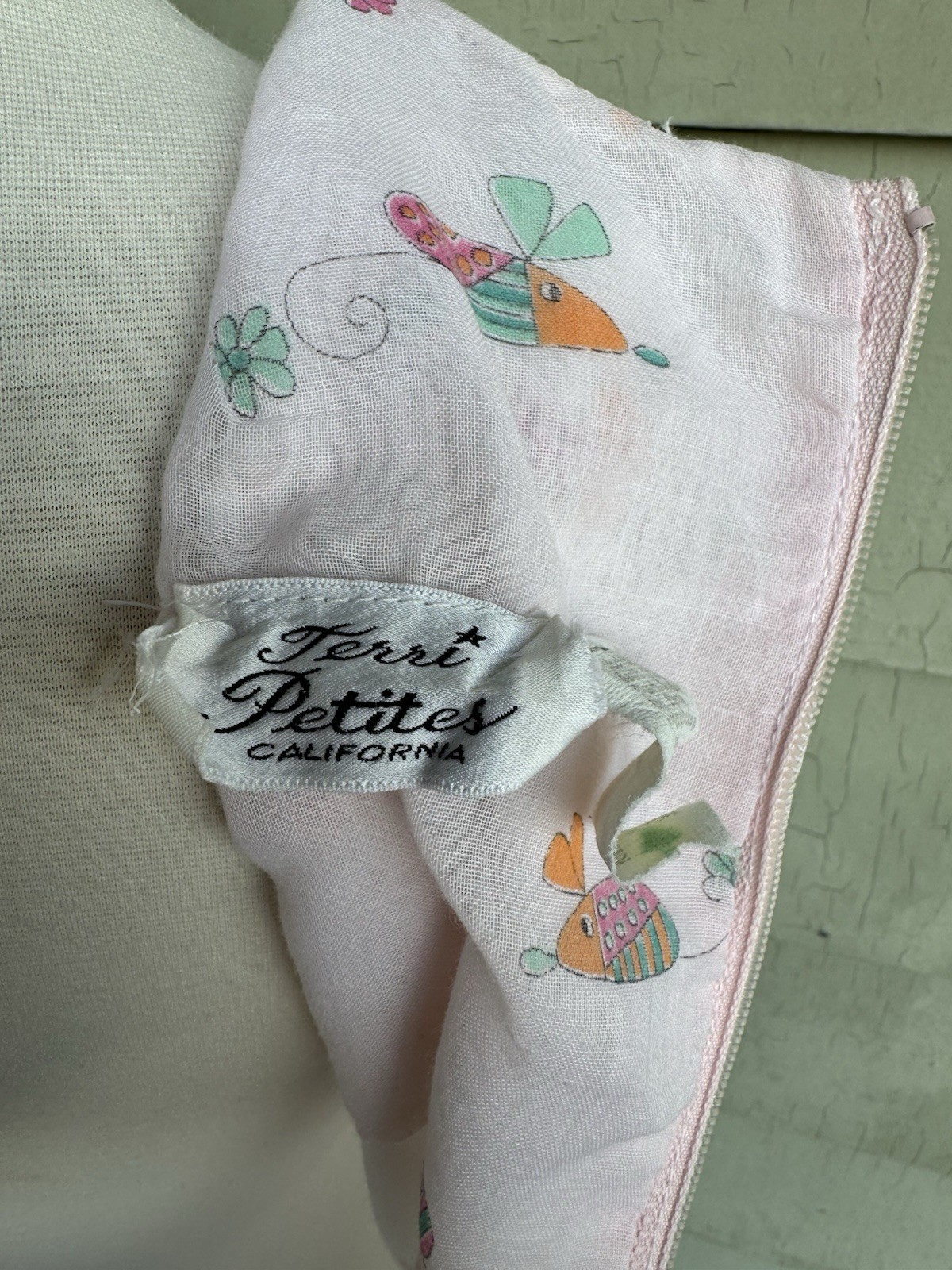 Vtg 70’s Terri Petites Mini Dress Pink Pastel Mouse Flower Print Junior 13 Wmn S
