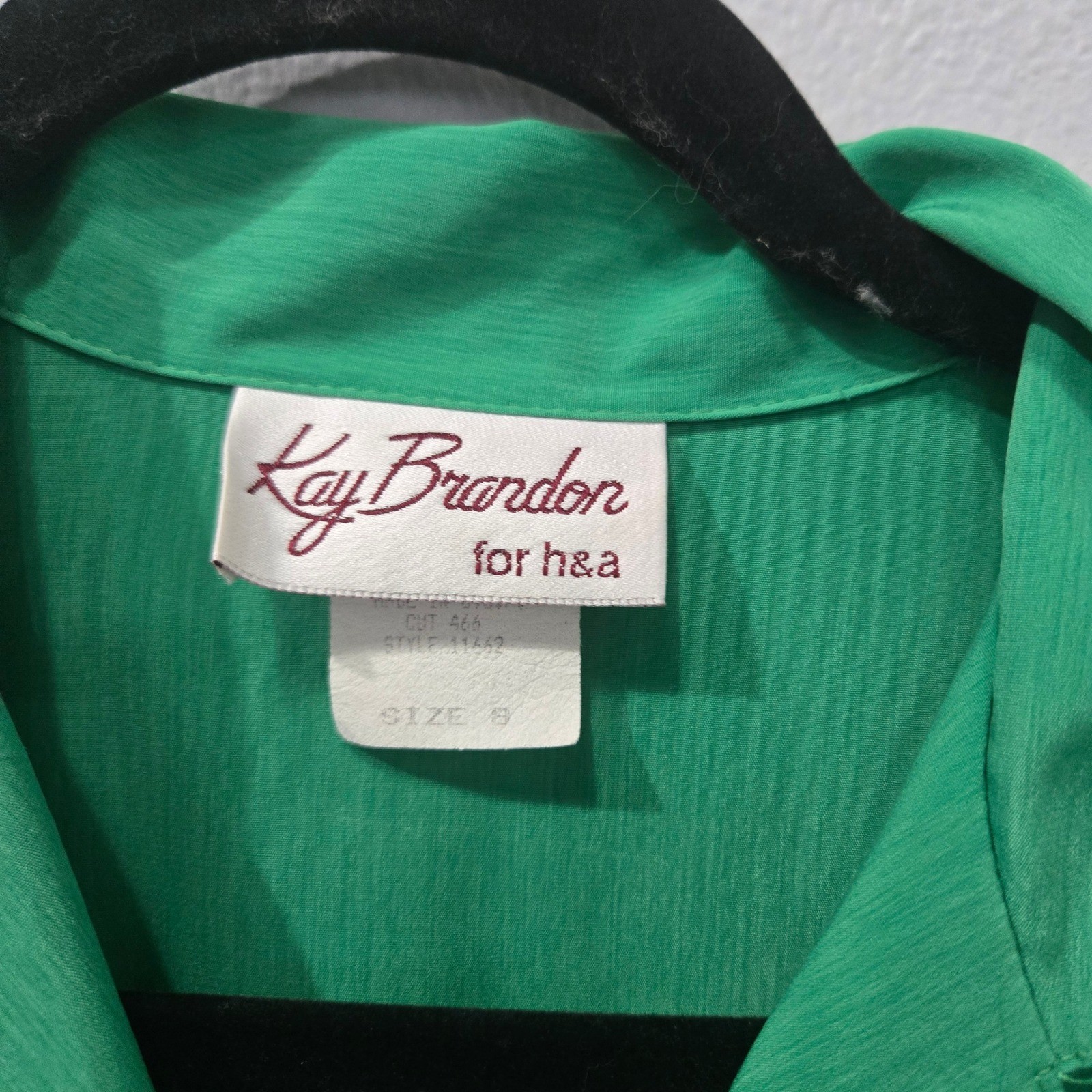 Kay Brandon Shirt Dress Size 8 Womens Green Vintage 80s Midi Tiered Short Sleeve