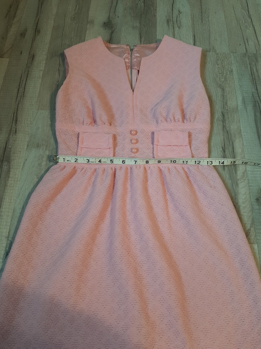 Vtg 60s70s Mod Gogo Mini Party Dress Pink Textured Sz9 Petite Carol Brent