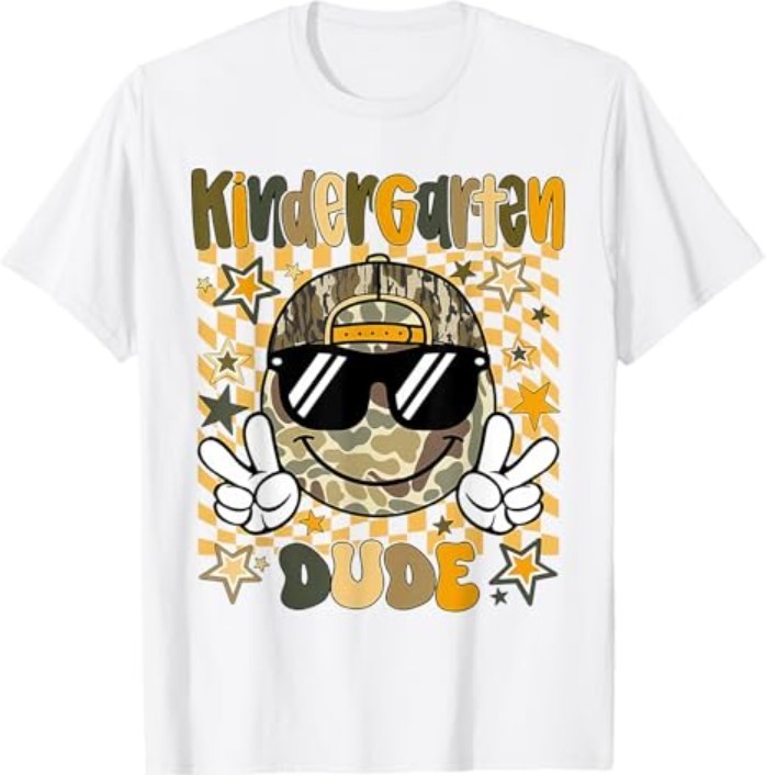 Kindergarten Camo Camouflage Smile Face Back To School T-Shirt