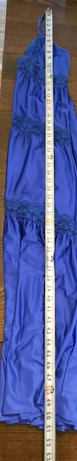 Lady Cameo Vintage Royal Blue Coquette Nighty Full Slip Nightgown sz M