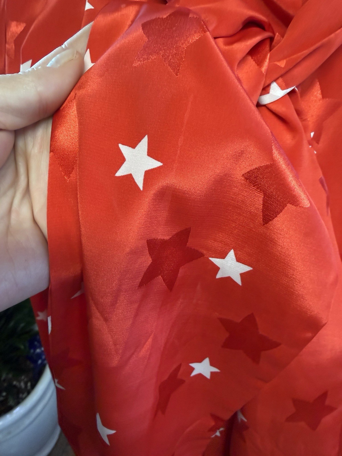 Vintage Patriotic Red JH Collectibles Blouse w/ White Stars And Neck Scarf Sz 10