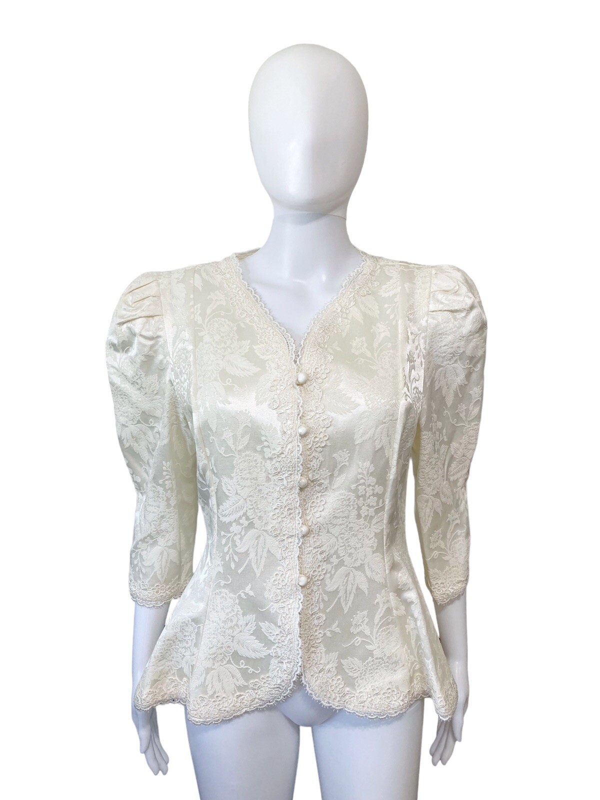 Vintage Cachet By Bari Protas 80s Victorian Tapestry Puff Sleeve Bridal Jacket