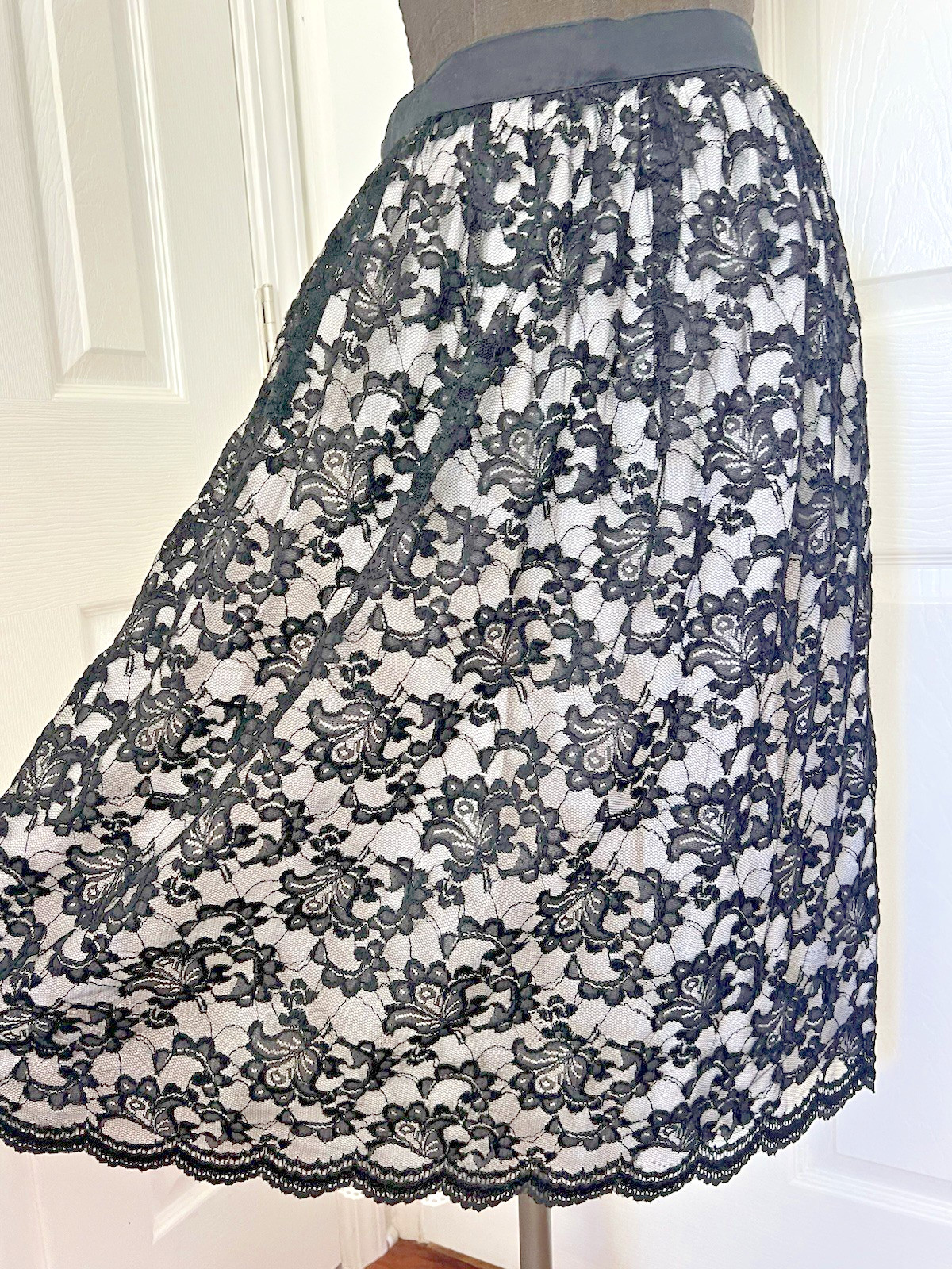 2 Skirts x Dirndl~1 Purple Damask w Lace~1 Embroidery Roses Dots Eyelets~S or M