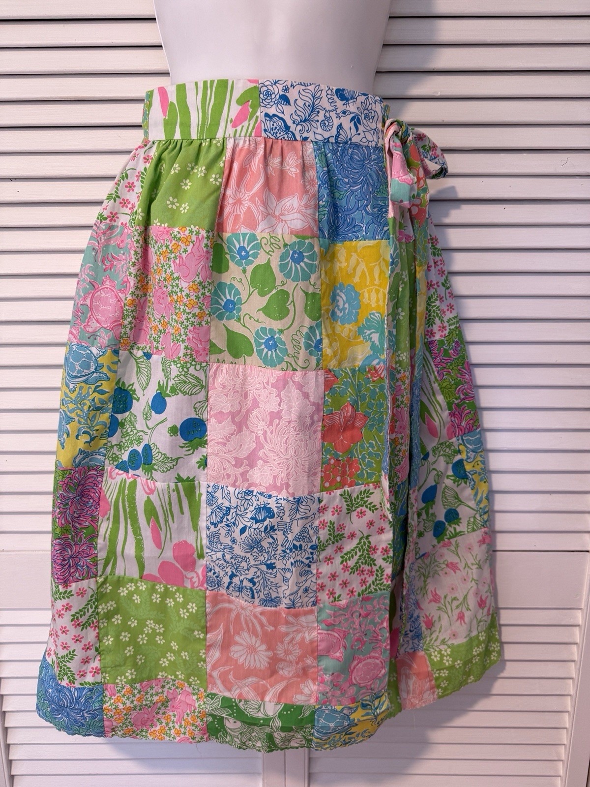 Rare VTG 60s Lilly Pulitzer Midi Wrap Patchwork Palm Beach Print Skirt One Size