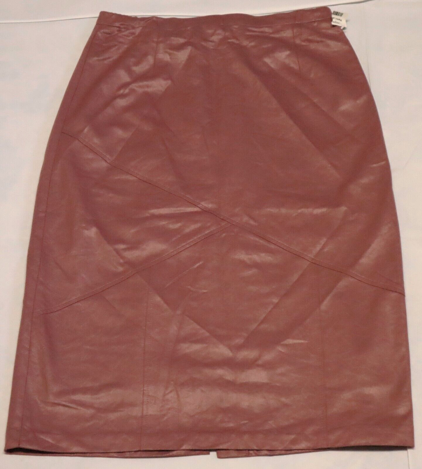 Vintage 1980s PIERRE LAMONTE old pink faux leather skirt 32W x 30L (USA) NWT