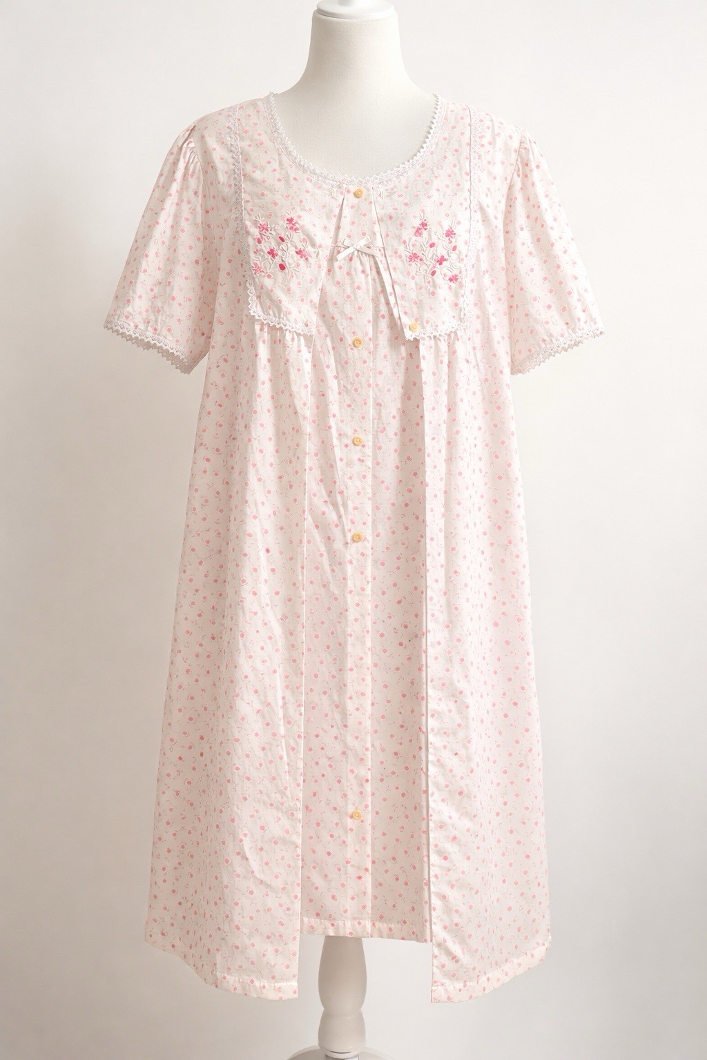 VTG 2001 Sears Fundamentals 2pc Nightgown Robe Set 1X Pink Floral
