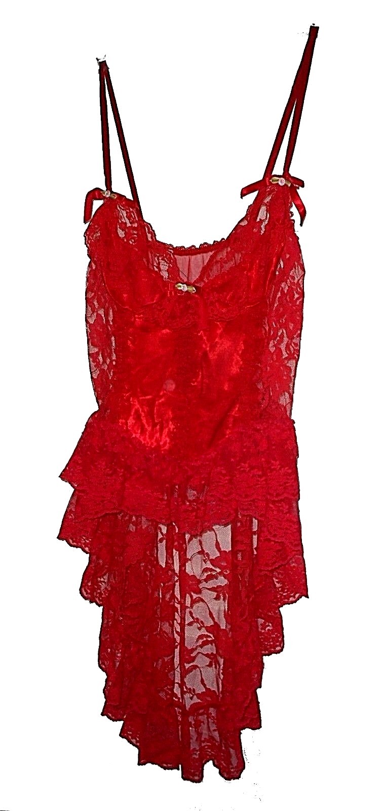 Vintage 1960s, Teddie, Pandora Lingerie by Chic, Lace Satin Sexy Scarlet Mint M