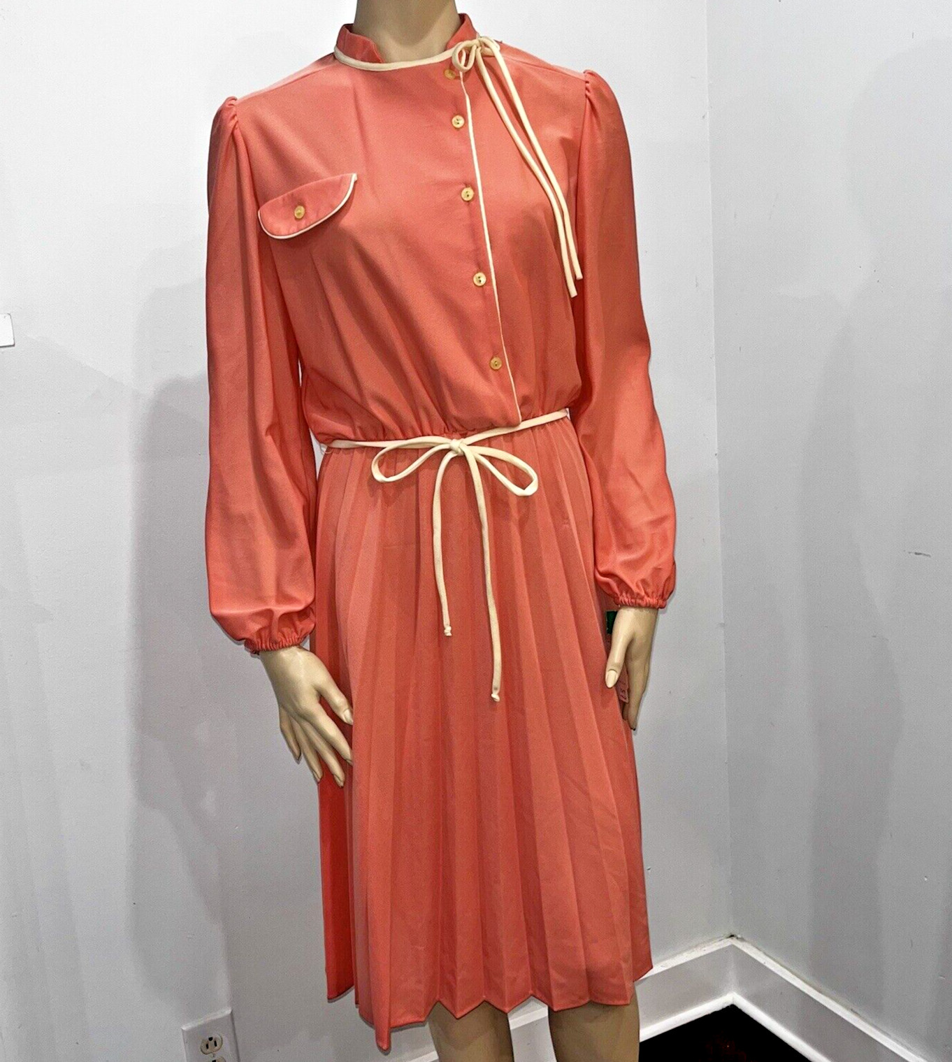 Vintage Sears The Fashion Place Belted Pleated Dress 1970s Size 14