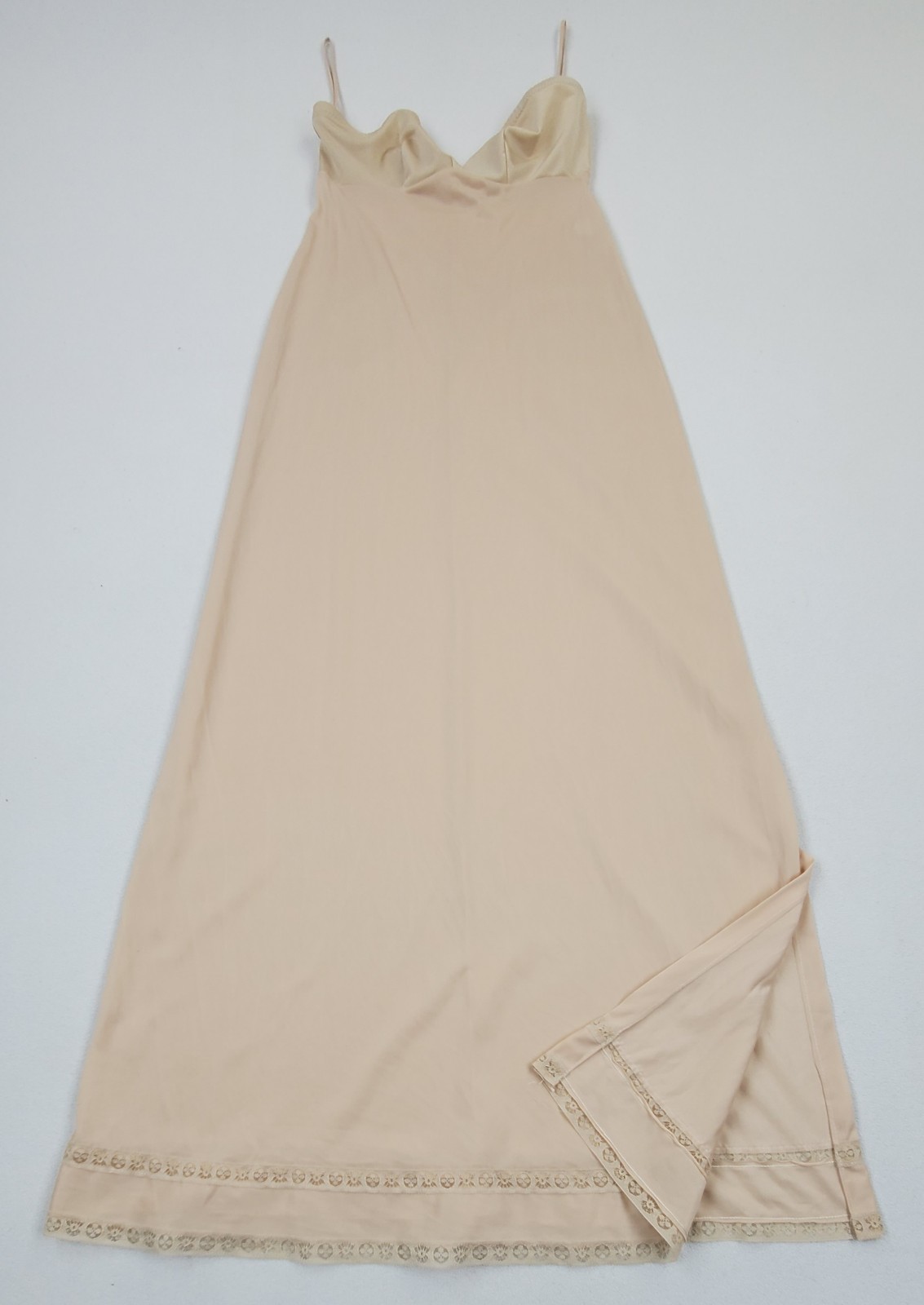 VTG 60s Gossard Artemis Neutral Beige Nude Strapless Long Slip 32 Union USA Made