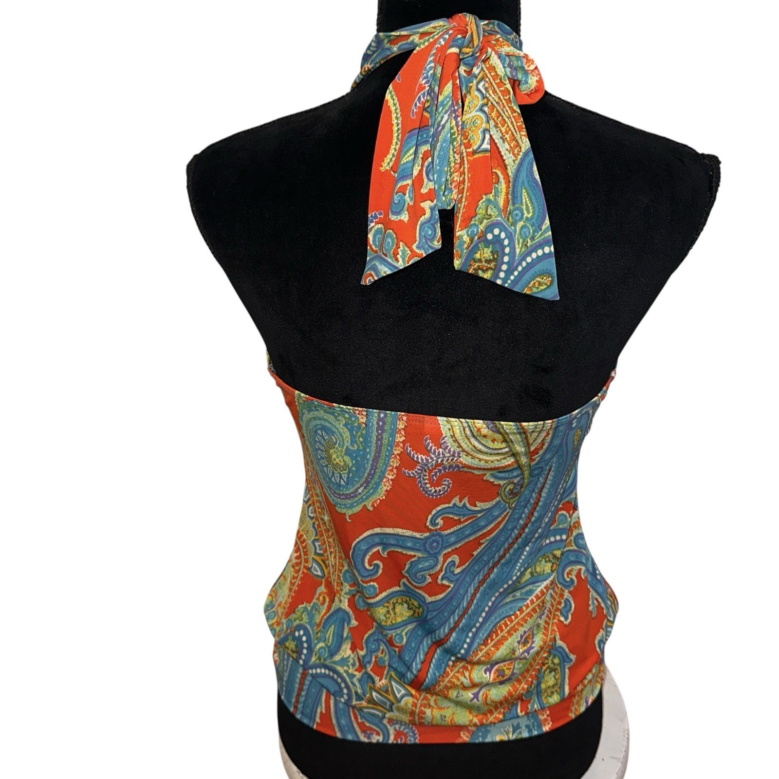 Vtg Judy Knapp Halter Top Size S Retro Paisley Print Hippie 70s Boho
