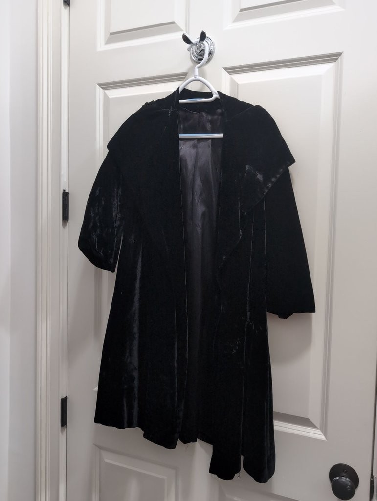 Vintage Black Velvet Coat with Satin Lining