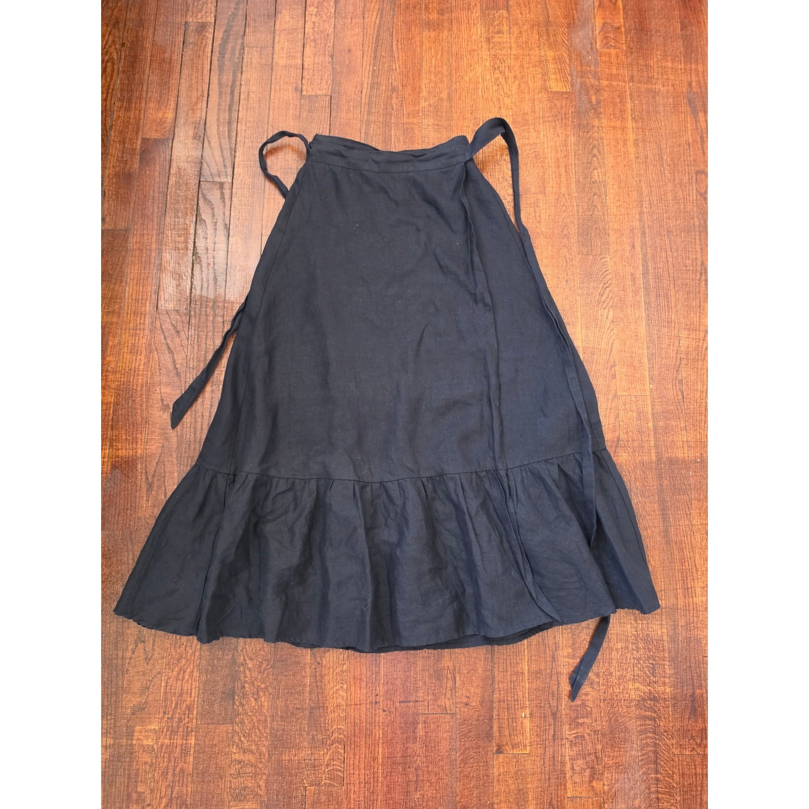 Reformation Julep Black Linen Minimalist Old Money Resort Light Midi Skirt sz S