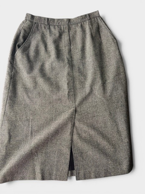 1980s Vintage Preppy Wool Skirt Pleated Front Slit Size 10