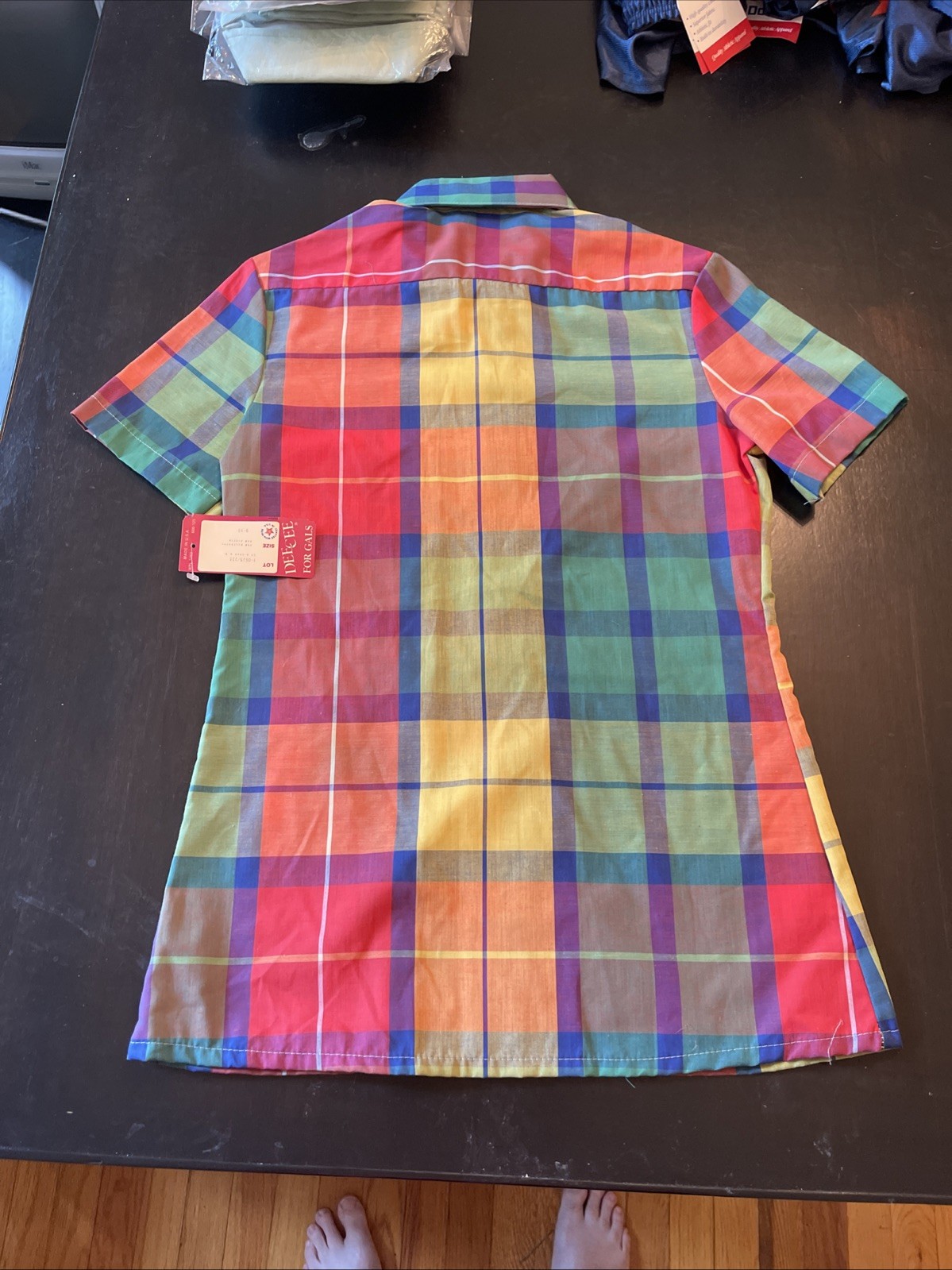 Vintage NOS Juniors Dee Cee Color Block Button Down Shirt 9/10 Flair Hem