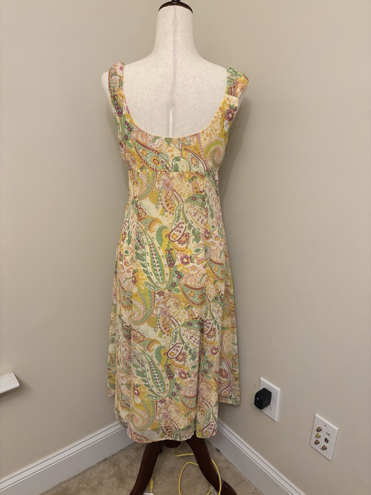 B. Moss Dress collection Vintage 90s Fairy Paisley Boho Butter Yellow Size 4