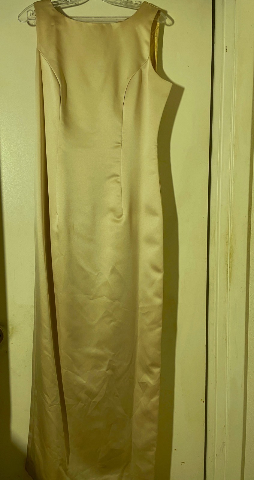 VTG Michaelangelo Pale Gold Sleeveless Sheath Maxi Dress Gown 14