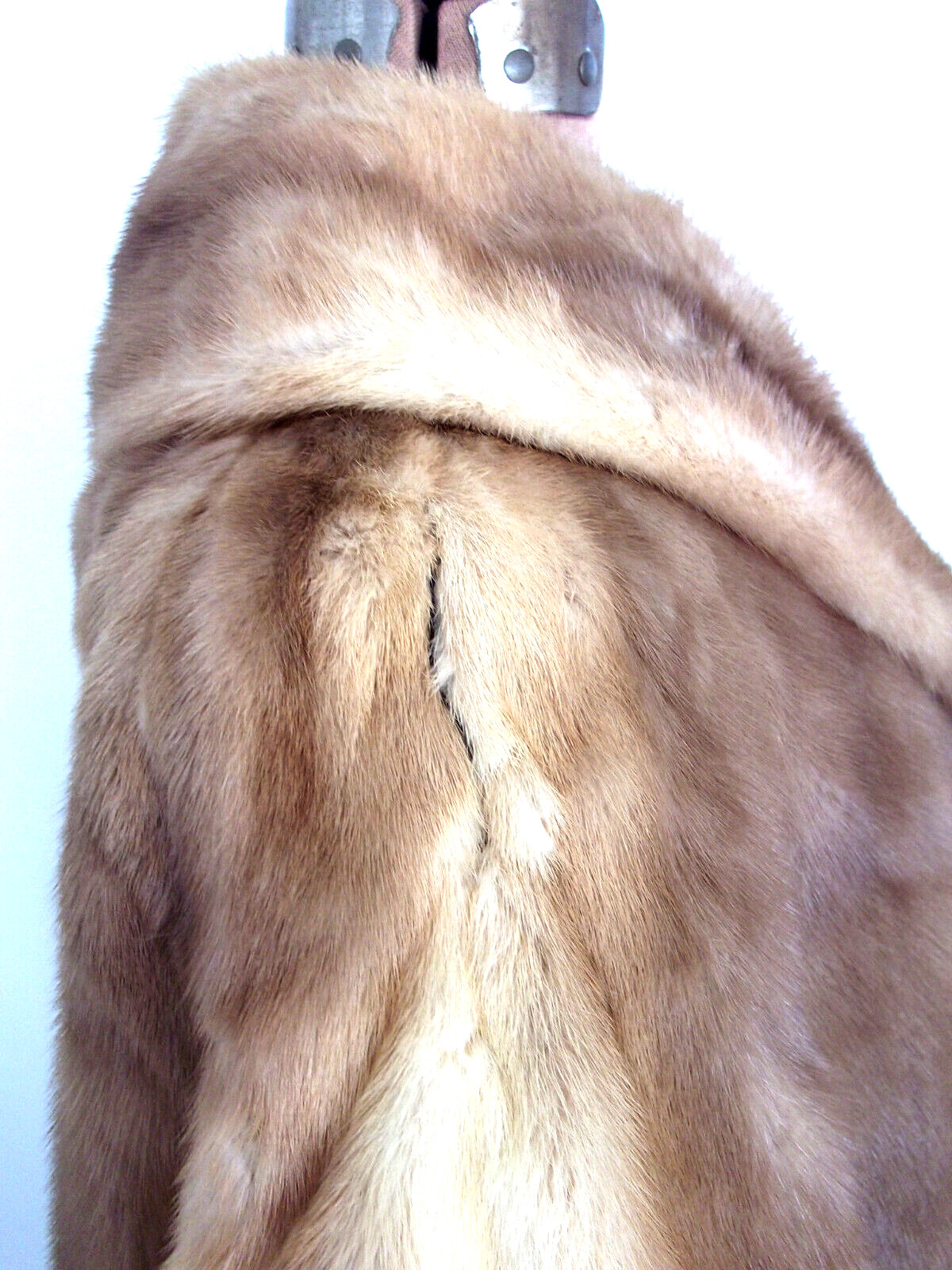 Vtg USA 60s EMBA Pastel BN MINK Emb Satin LD 3/4 Slv Pks Col 2 H&E JACKET/Sz M/L