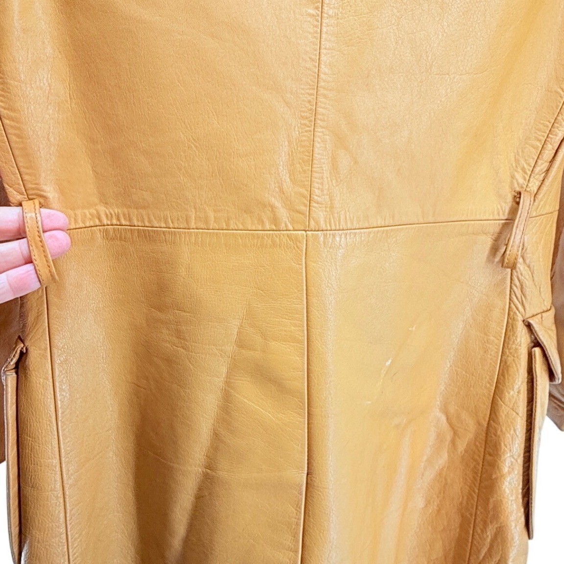 The Tannery Montgomery Ward Vintage Mustard Yellow Leather Trench Coat *read*