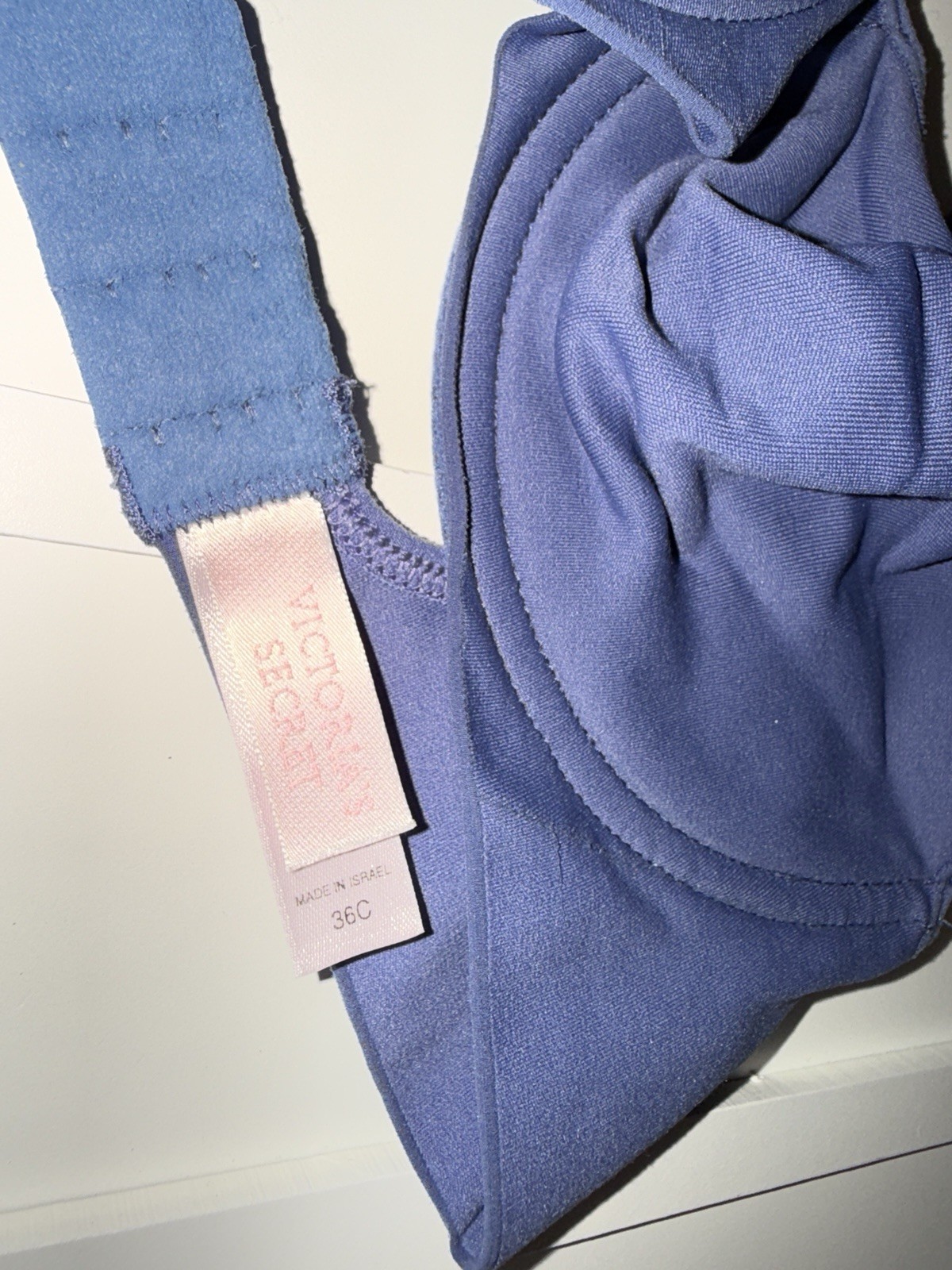Vintage Victoria’s Secret Bra 36C Blue T Shirt Underwired Lightly Lined Stretchy