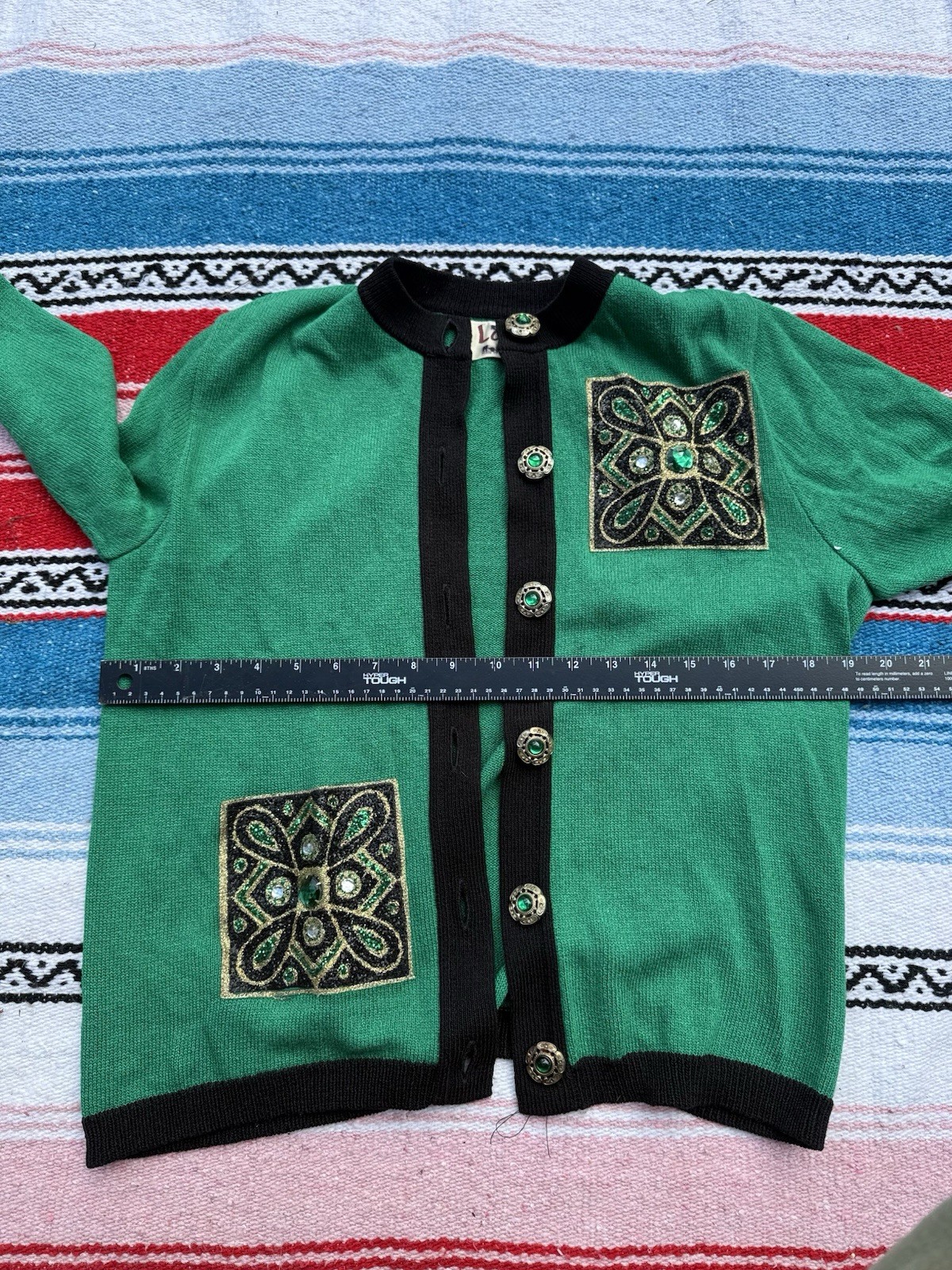 Vintage 1980’s Laura By Alyzia Colorful Knit Sweater Button Front Cardigan M/L