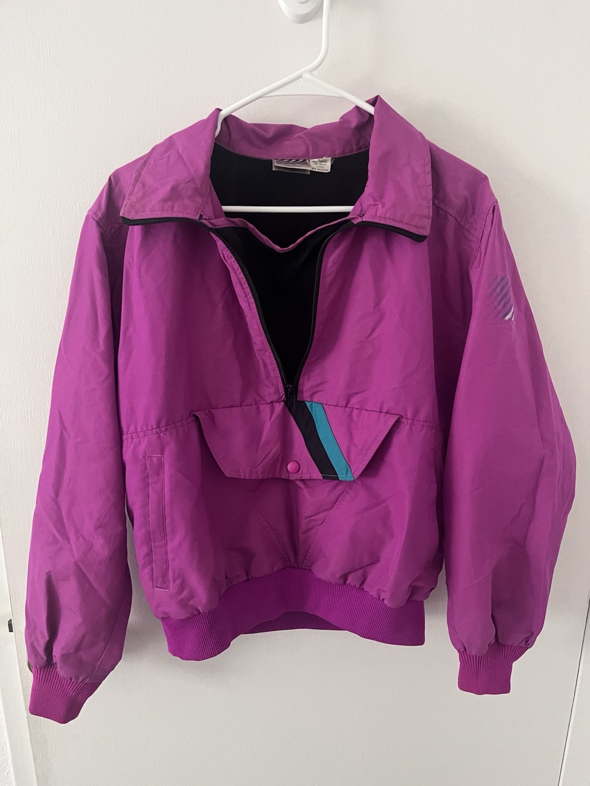 Sunbuster Vintage 80s Magenta Windbreaker Lightweight Anorak Jacket Medium
