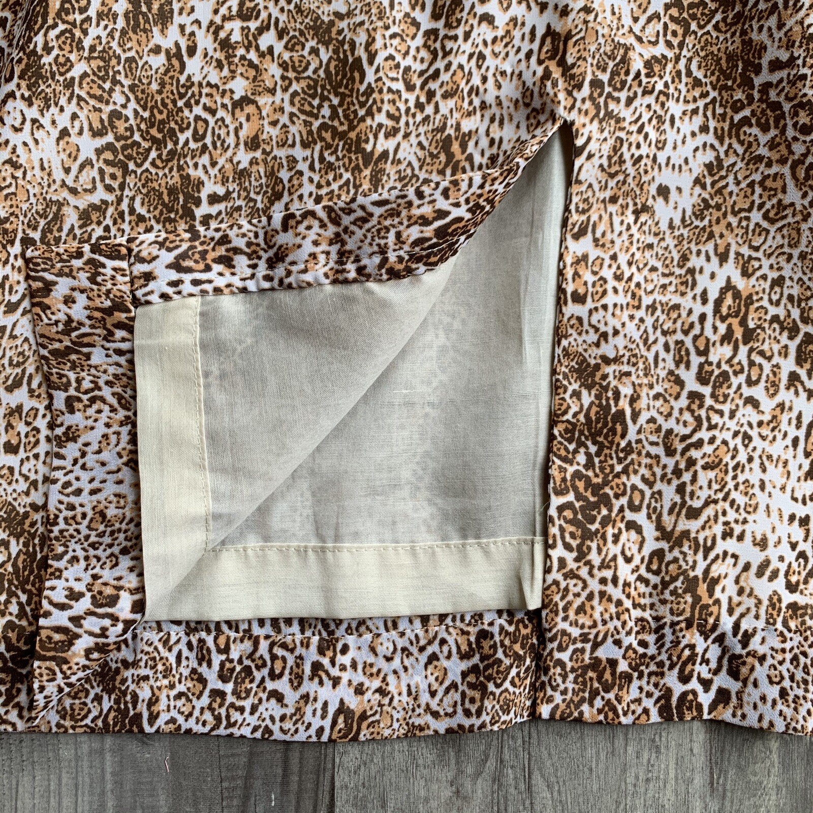 Vintage Animal Leopard Print Dress Sheath Short Sleeve Medium Large Size 8 10