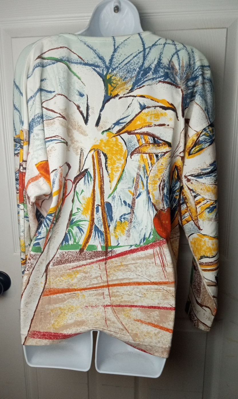 Stephanie 80’s Vintage Embellished Palms Long Sleeve Women’s Sweater