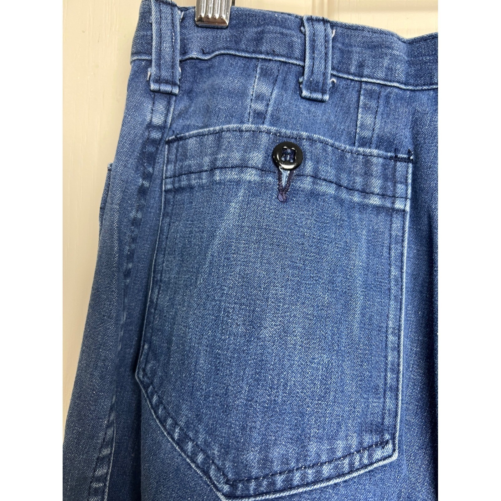 Vintage 1986 US Navy Utility Slacks Denim Hi Waisted Wide Leg Jeans 12L 26×27 G8