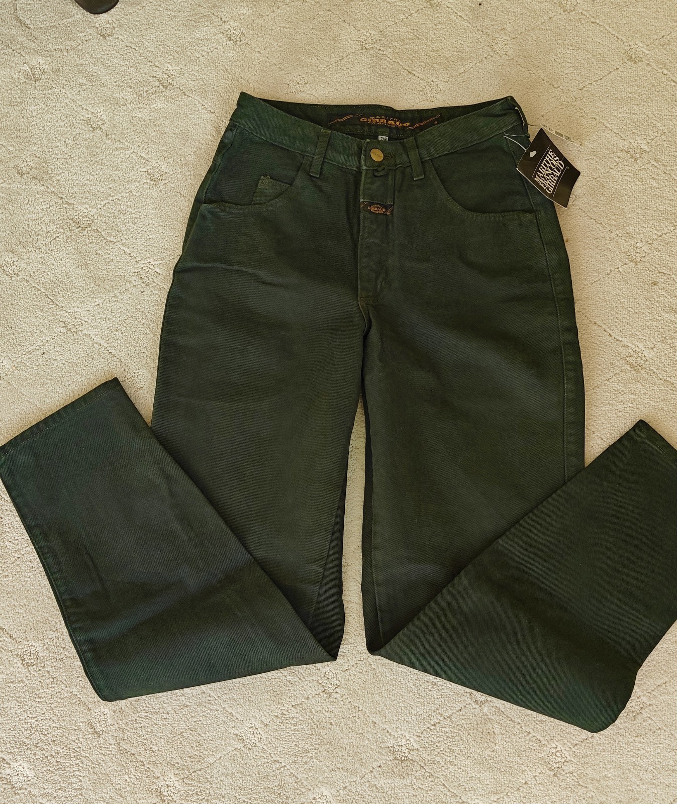 NEW TAGS MARITHE FRANCOIS GIRBAUD PINE GREEN VTG 1990s 7/8 Skinny Cowboy Jeans