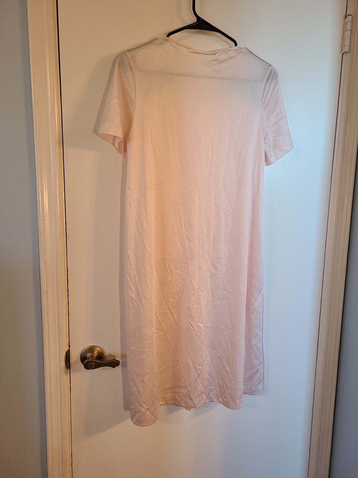 Vintage Jolie Two Hollywood Dressing Gown Robe Embroidered Soft Pink Nylon Sz S