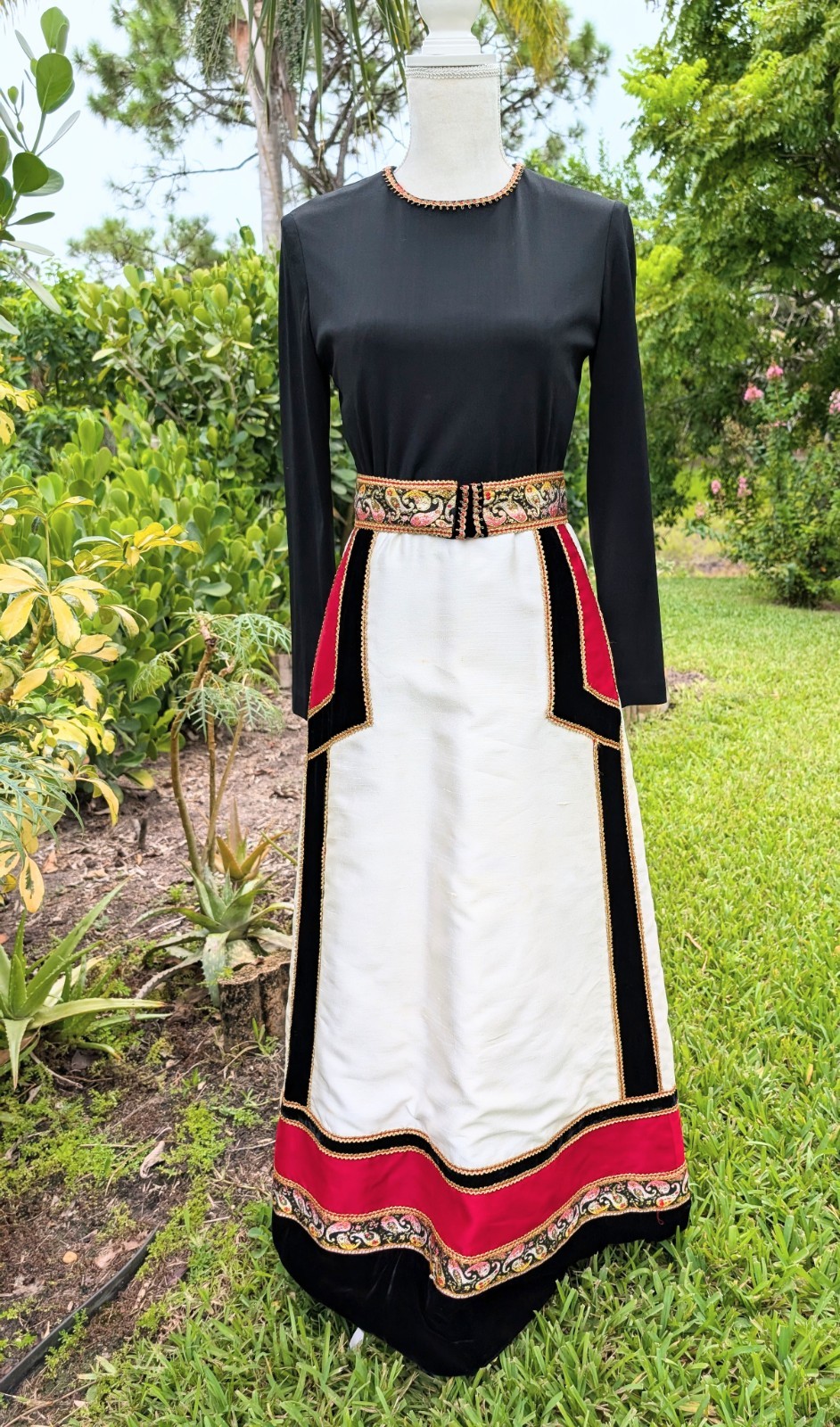Vintage 1960s Hong Kong British Crown Colony Gown – Velvet & Brocade Maxi Dress