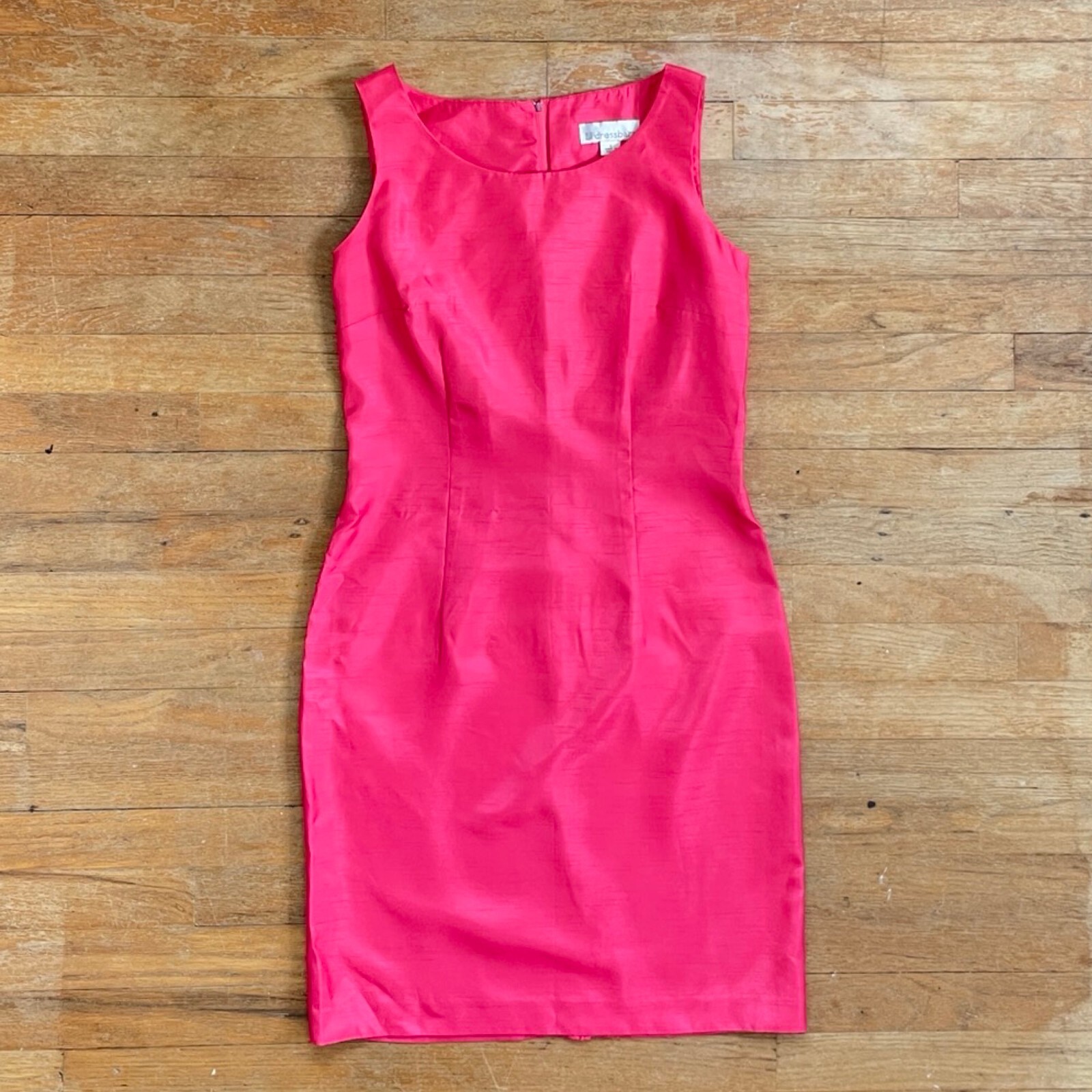 Vintage Faux Silk Dress Size Small 1990s Pink Sleeveless Sheath