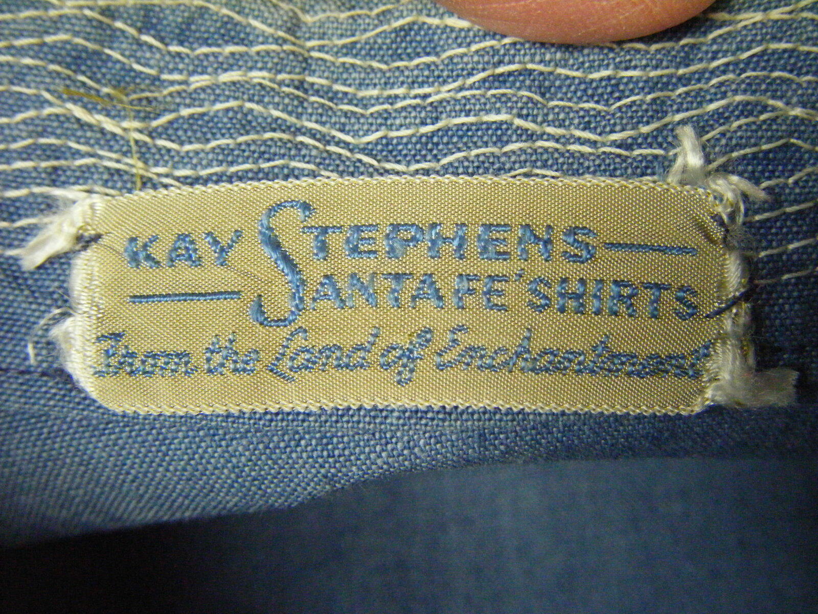 Rare KAY STEPHENS SANTA FE SHIRTS Vtg Blue Denim Southwestern Dress-Bust 39/S-M
