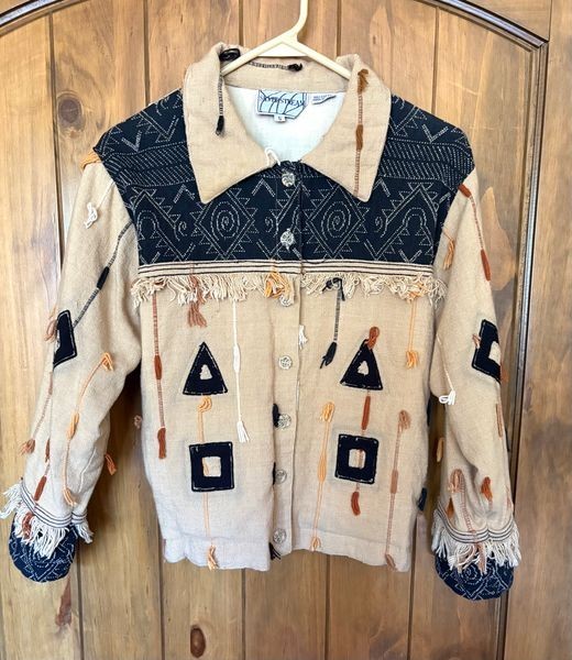 Vintage Silver Stream Y2K Shaggy Textured Bojo Hippie Jacket Woman’s Small