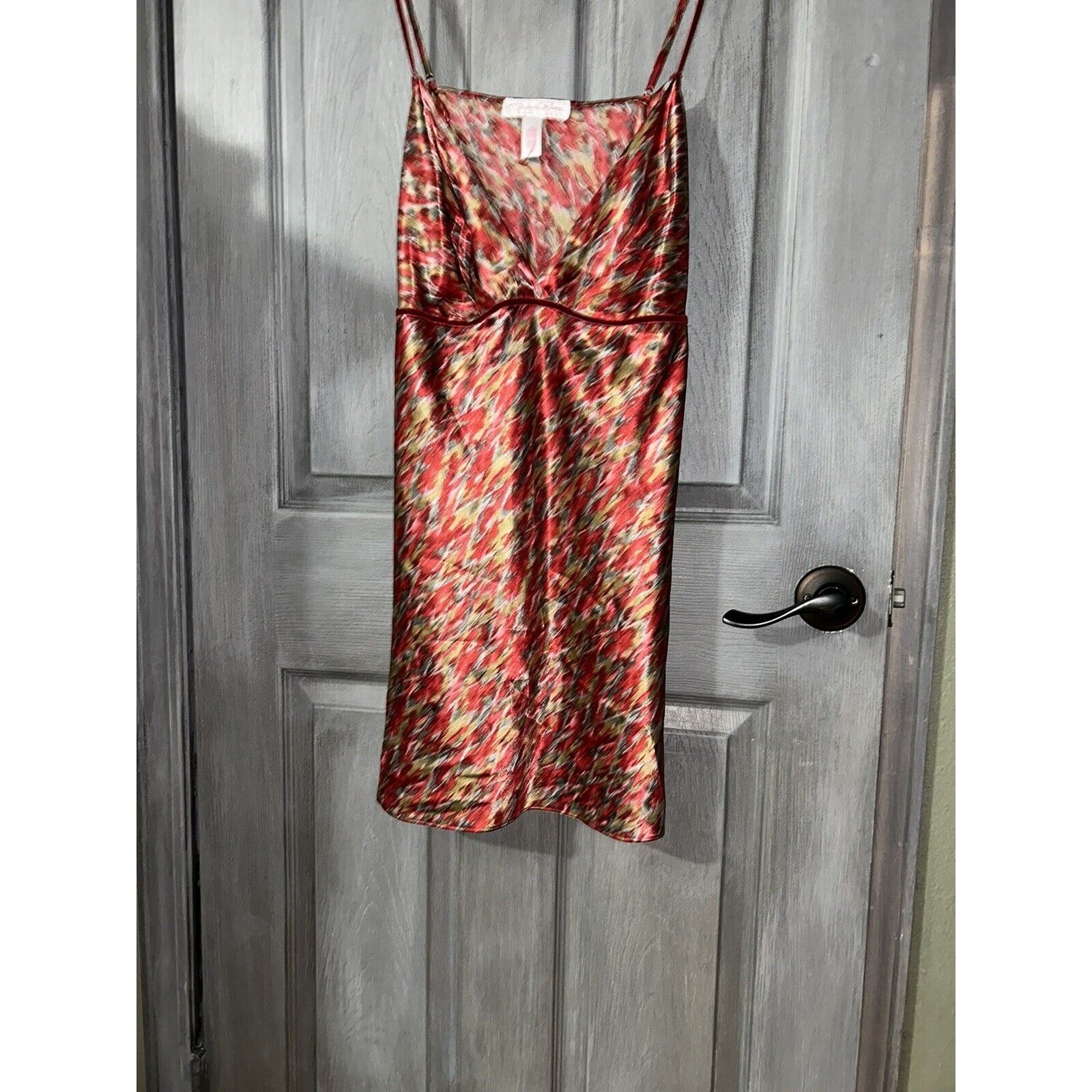 Vtg Oscar De La Renta Pink Label Multicolor Nightgown Medium Short Sleeveless