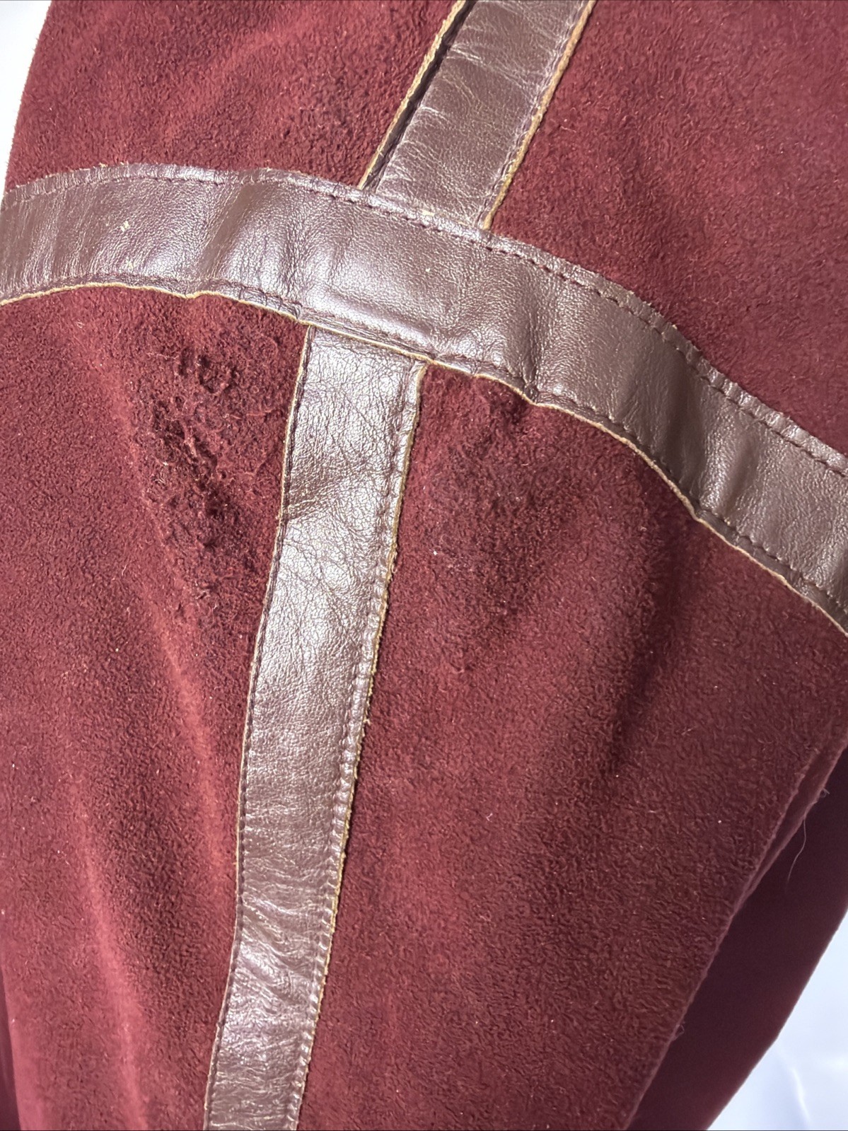 1970s Lilli Ann Vintage Burgundy Maroon Suede Jacket Military M/L