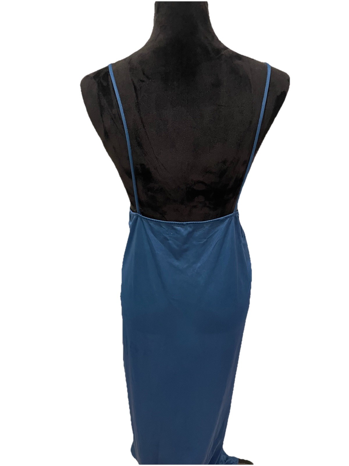 Vintage Sheer Madness Blue Lace Long Slip Dress Gown Nightgown Large