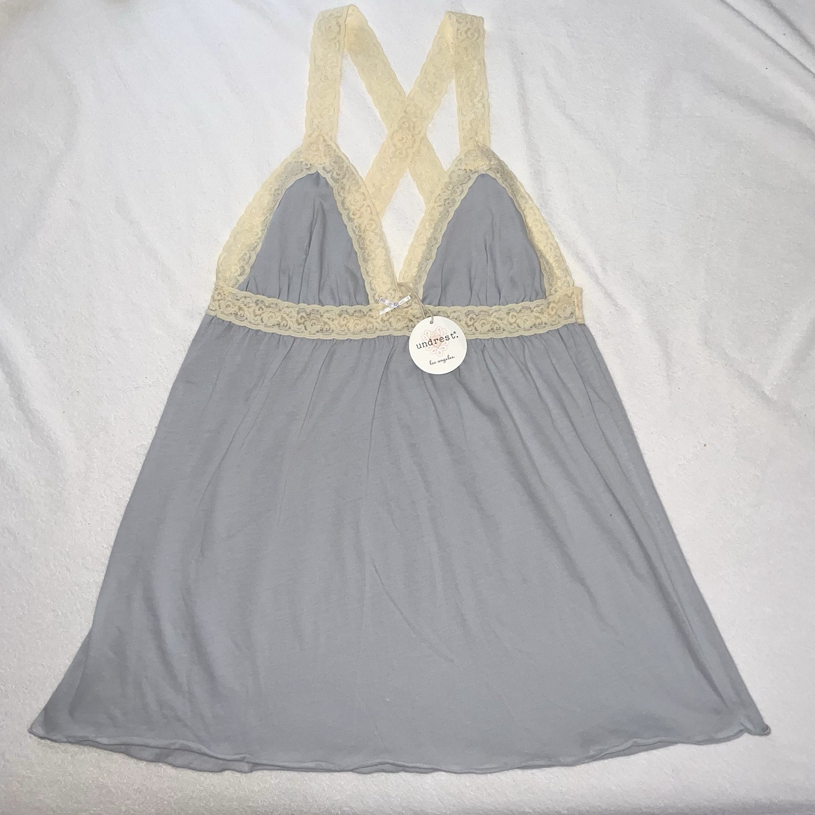 Authentic undrest NWT Vintage Lingerie French Blue Lace Supima Cotton Camisole L