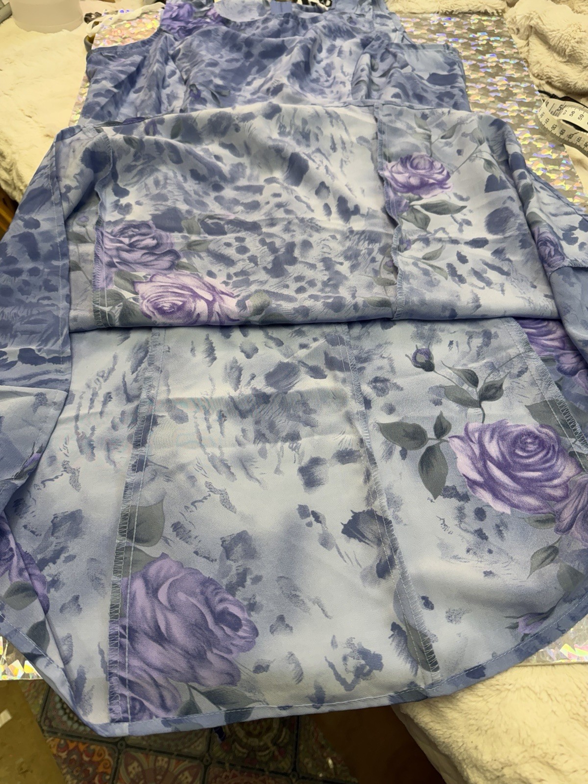 Vintage DBY Floral 90s Y2K Slip Dress 9/10 Blue Tie Back Whimsigoth Fairy Grunge
