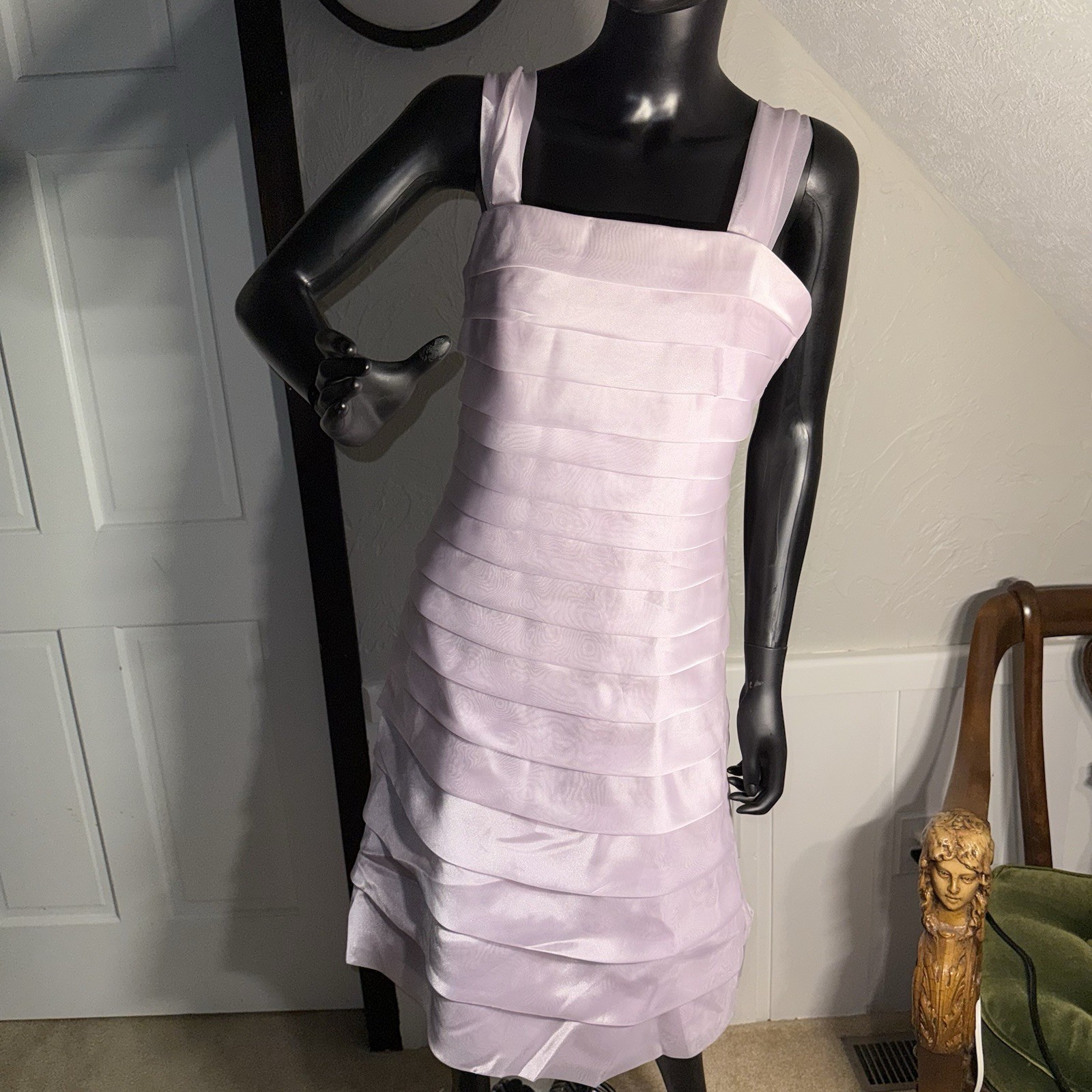 Vintage A.Sung Lilac Shutter Pleat ALine Dress Sleeveless Formal Sz 10 Wedding