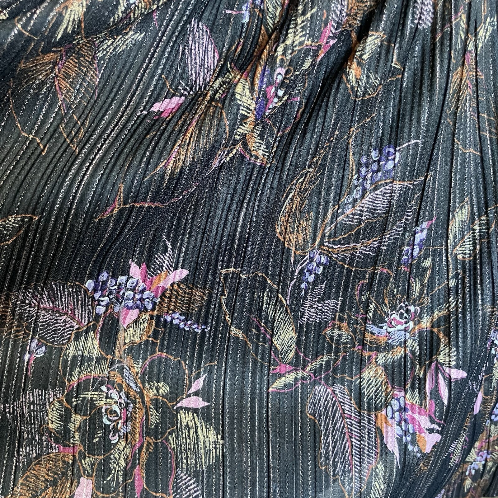 Sexy Vintage 70s Shimmery Sheet Black Dress With Metallic Braided Trim sz 8