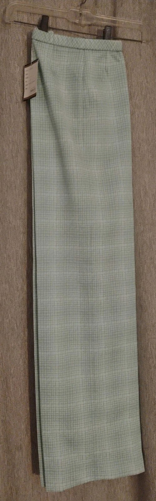 Vintage Womens Dorce Size 10 Frosted Green Polyester Elastic Waist Straight Leg