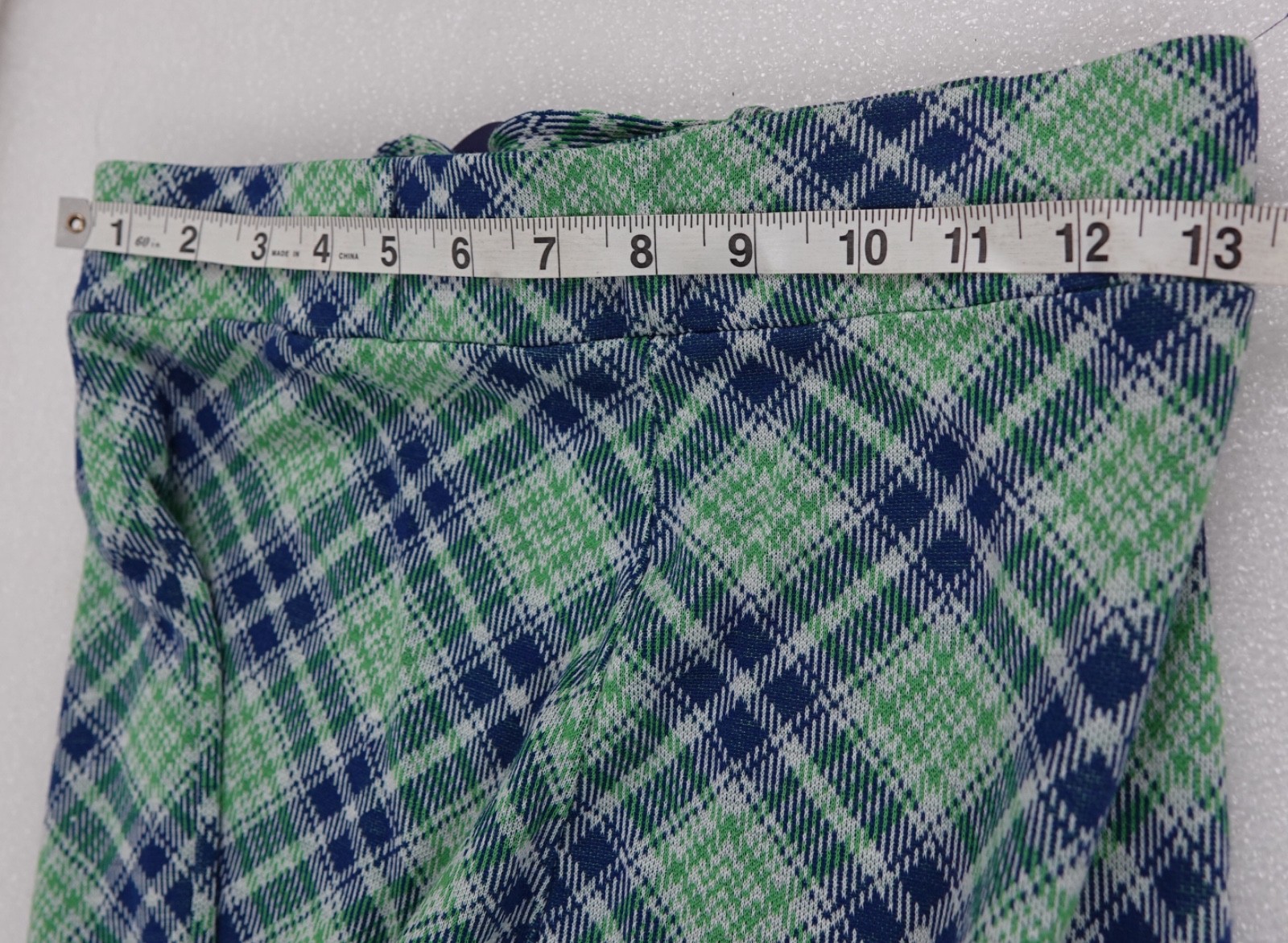 WOMANS VINTAGE 3 PIECE COS COB GREEN & BLUE PLAID ACRYLIC USA SIZE 11/12