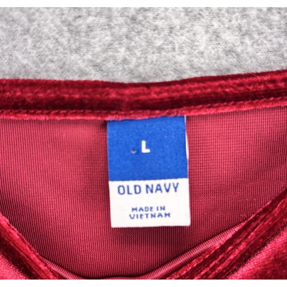 Old Navy Red Velvet Dress L Square Neck Fit Flare Sleeveless Skater Pockets