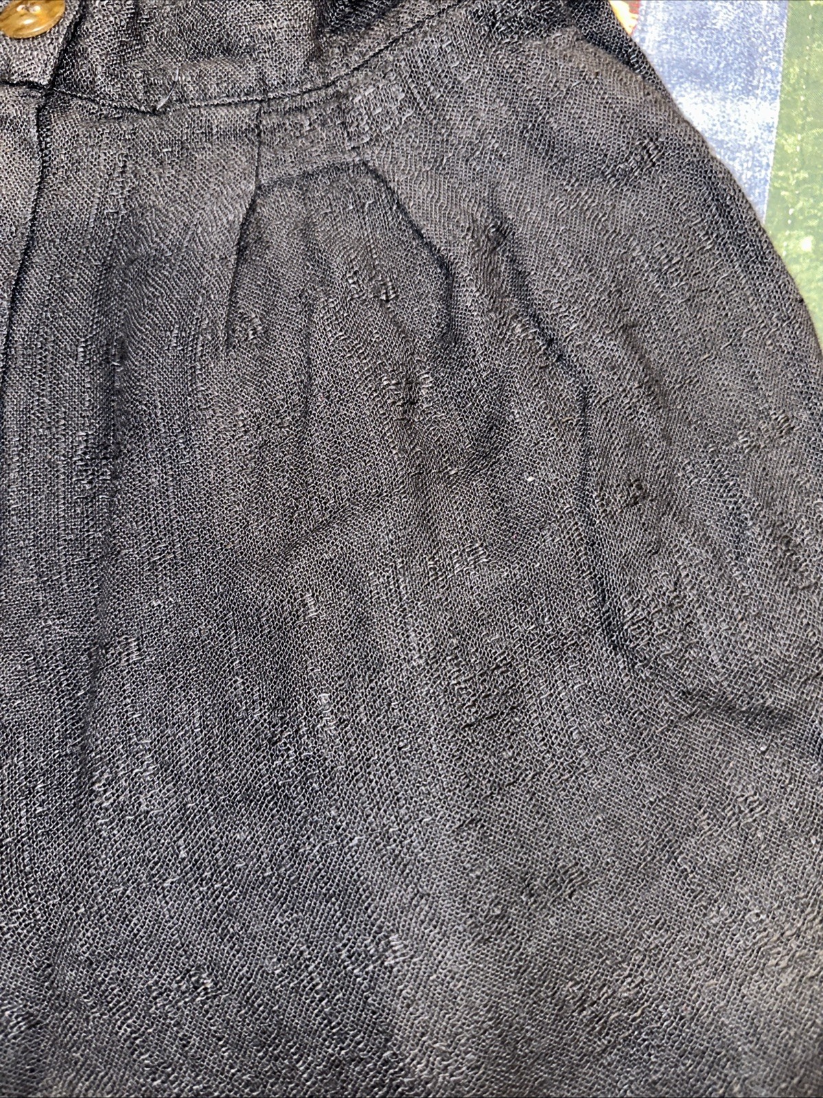 Vintage 80s Francine Browner Pleated Shorts Size 12 Black Linen Loose Waist 28
