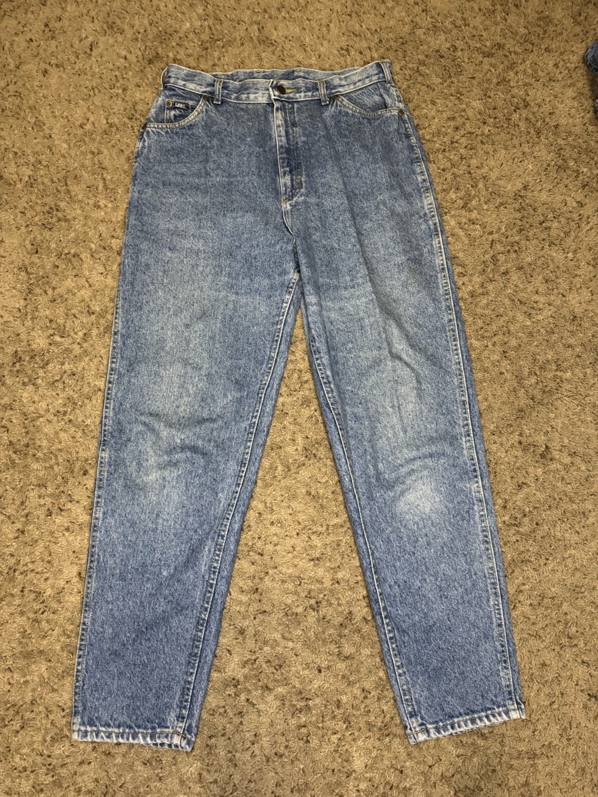 VINTAGE LEE Official Mom Jeans Light Acid Wash Pleated Lot Of 2 Sz 16M 32×29