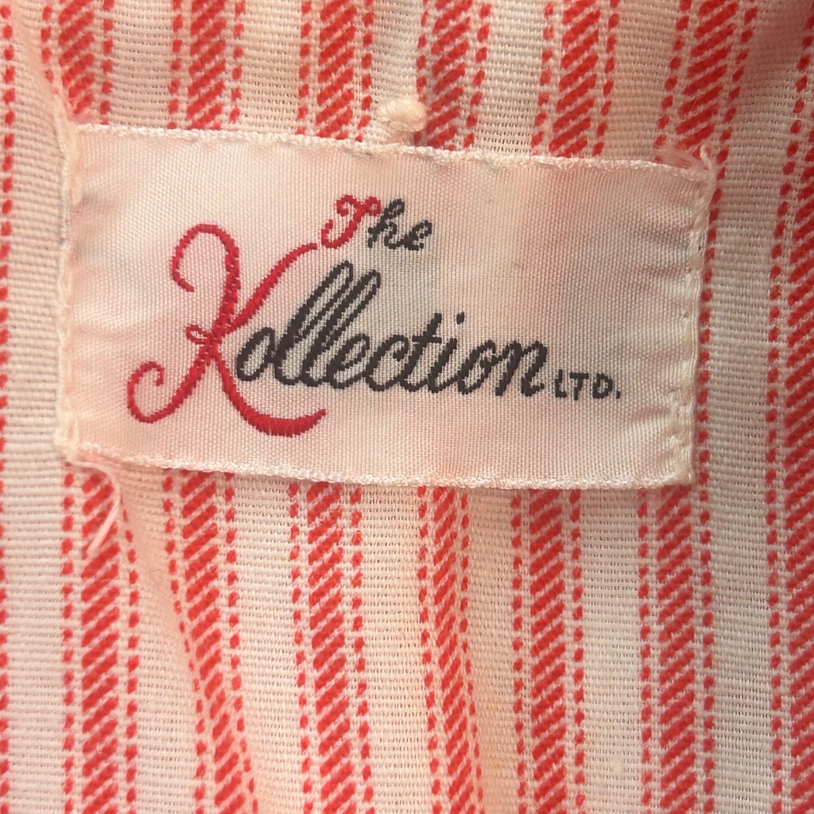 The Kollection Ltd Dress Vintage 70s Pink Stripe Size 8 Mod Retro Preppy Picnic